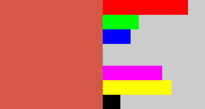 Hex color #d45845 - pale red