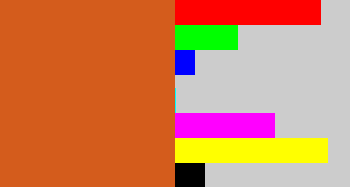 Hex color #d45c1c - rusty orange