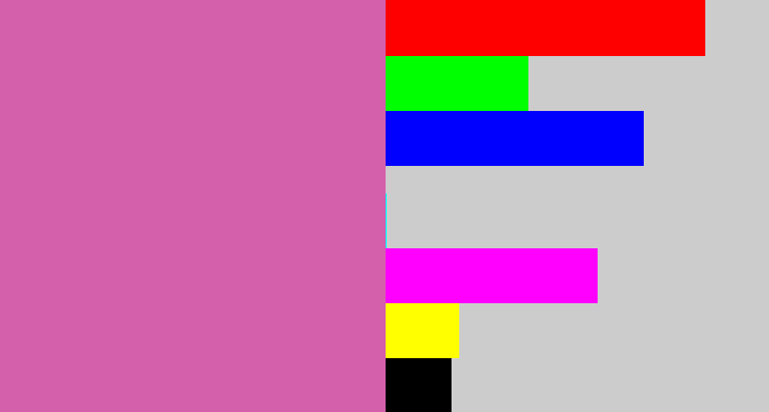 Hex color #d45fab - purplish pink