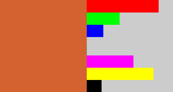 Hex color #d46130 - terra cotta