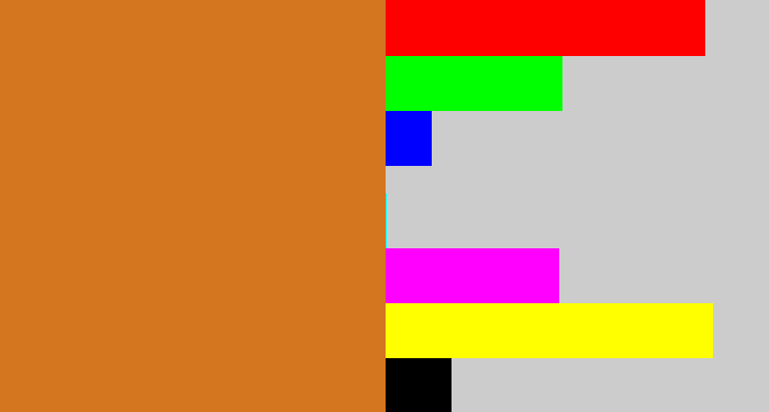 Hex color #d4751f - brownish orange