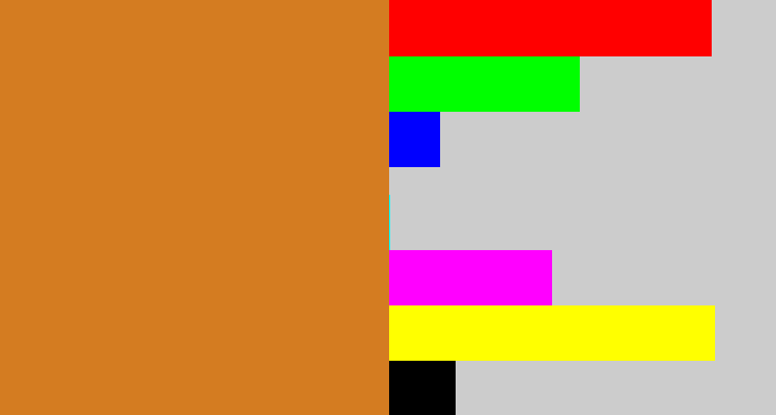 Hex color #d47c21 - brownish orange