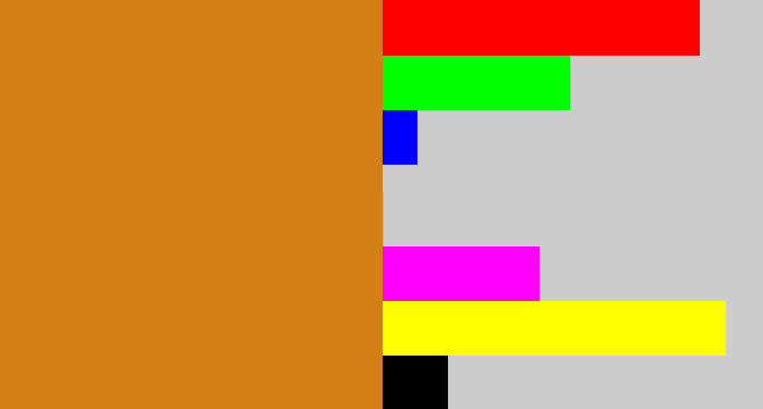 Hex color #d47e16 - brownish orange