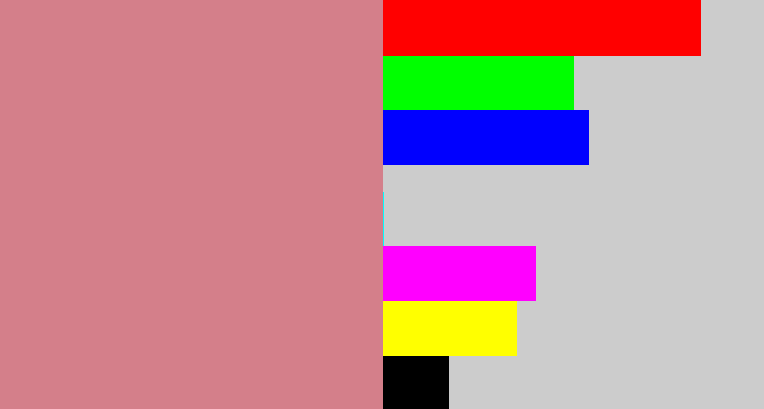 Hex color #d47f8a - dusky pink