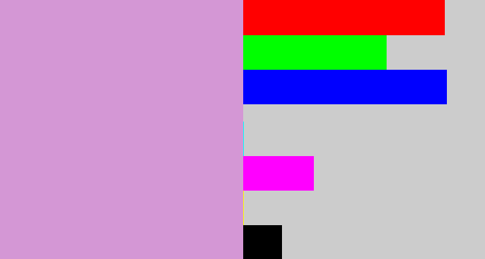 Hex color #d497d5 - lavender pink