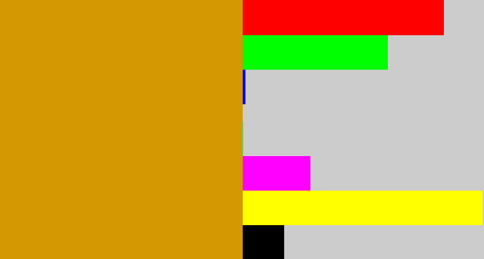 Hex color #d49803 - yellow ochre
