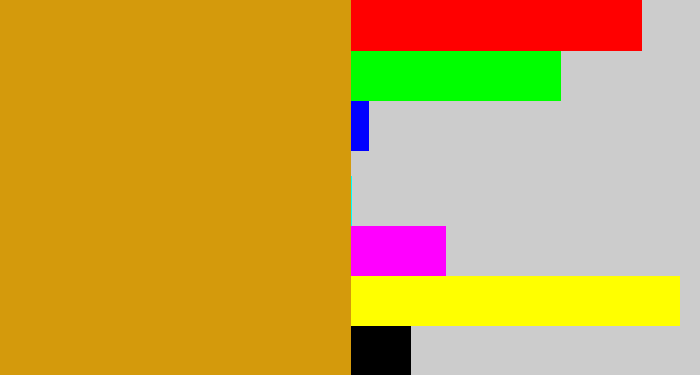 Hex color #d49a0c - yellow ochre