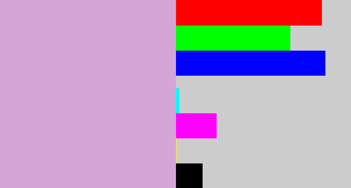 Hex color #d4a6d8 - lavender