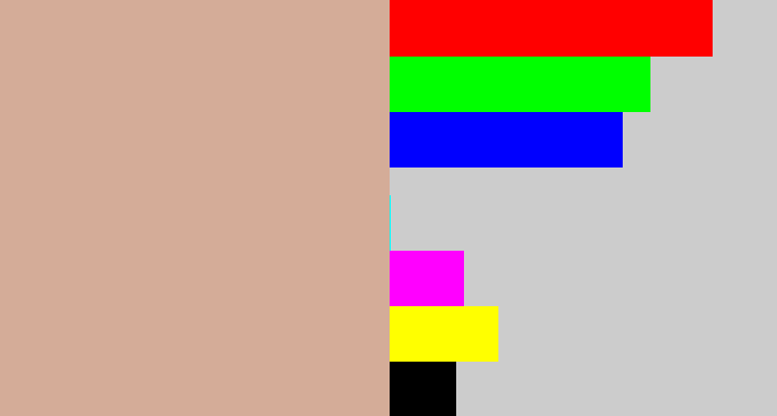 Hex color #d4ac98 - pinkish grey
