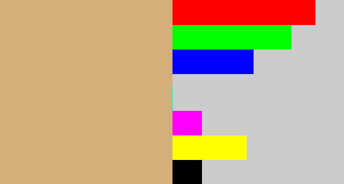 Hex color #d4af79 - fawn