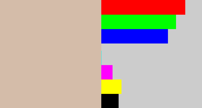 Hex color #d4bca9 - pinkish grey