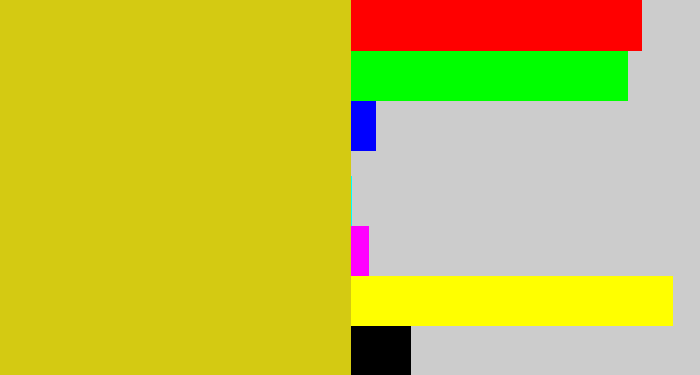 Hex color #d4ca12 - dirty yellow
