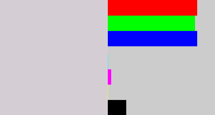 Hex color #d4ced4 - light grey