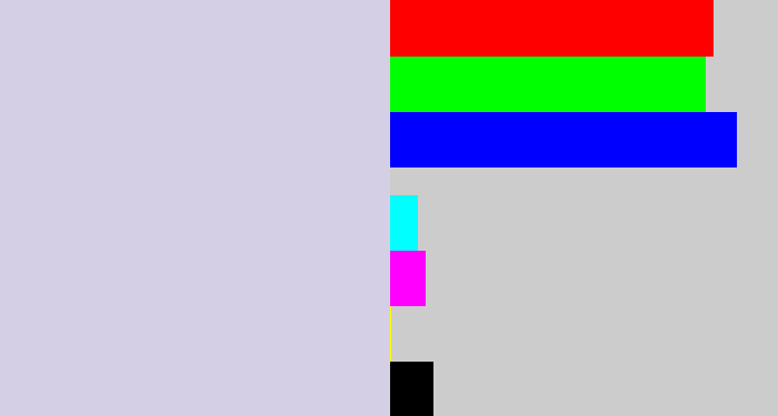 Hex color #d4cfe4 - light grey