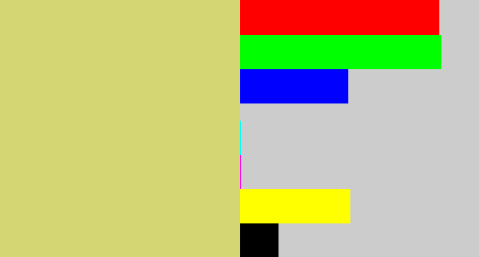 Hex color #d4d573 - greenish beige