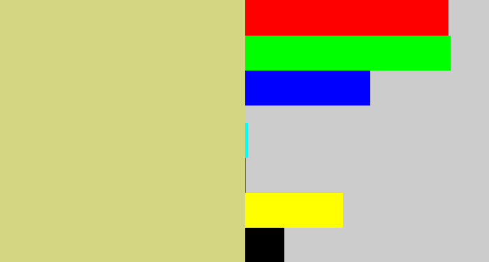 Hex color #d4d681 - greenish beige