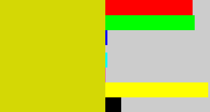 Hex color #d4d805 - dirty yellow