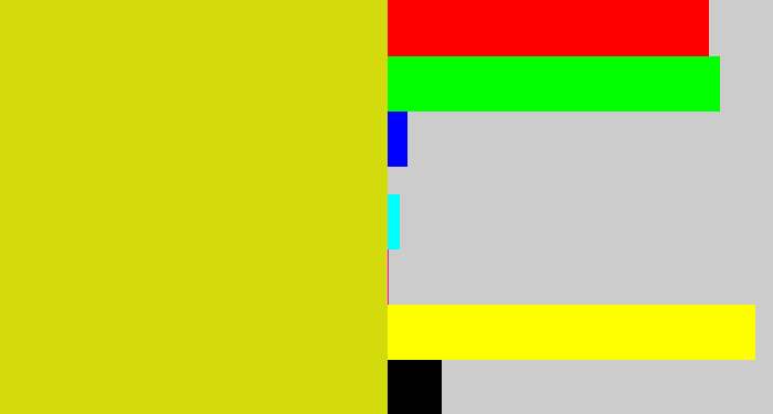 Hex color #d4db0c - piss yellow