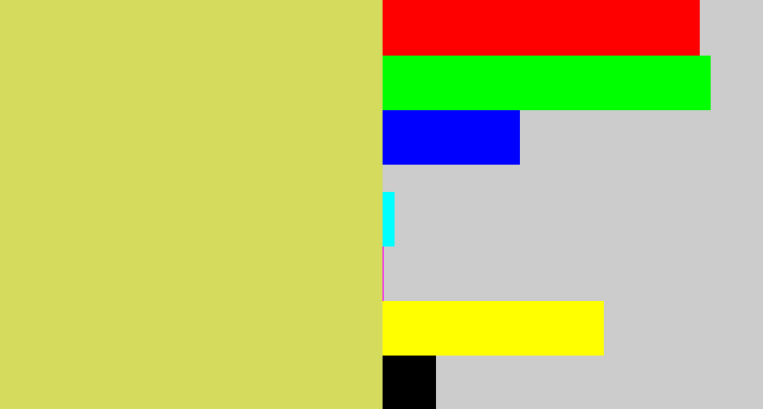 Hex color #d4db5d - dull yellow