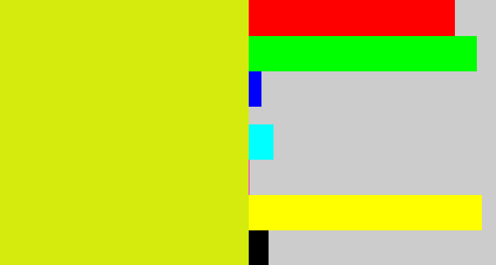 Hex color #d4eb0d - greeny yellow
