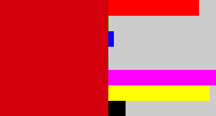 Hex color #d5000d - red