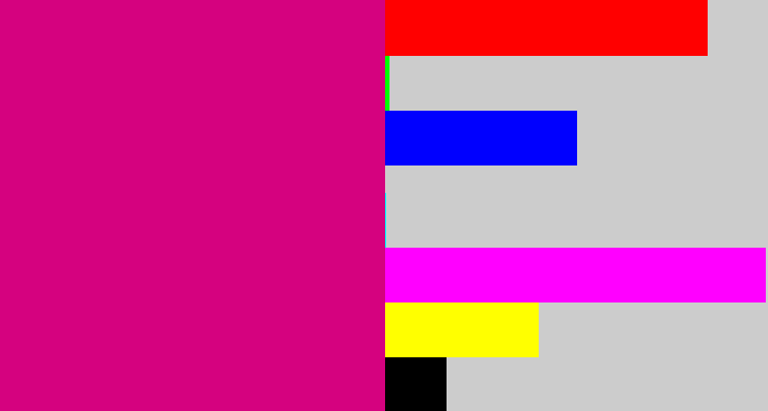 Hex color #d5027f - magenta