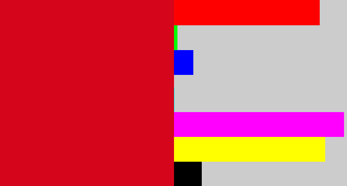 Hex color #d5051b - scarlet
