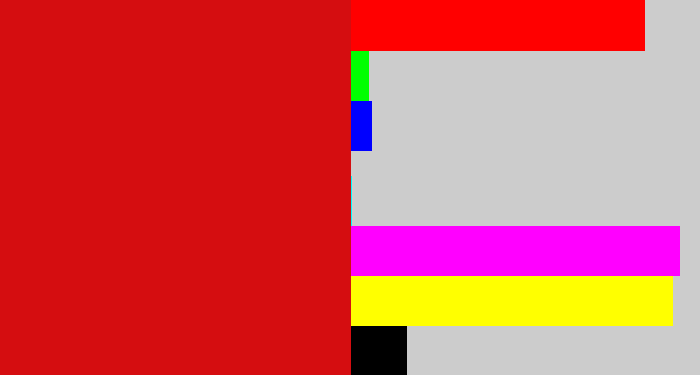 Hex color #d50d10 - red