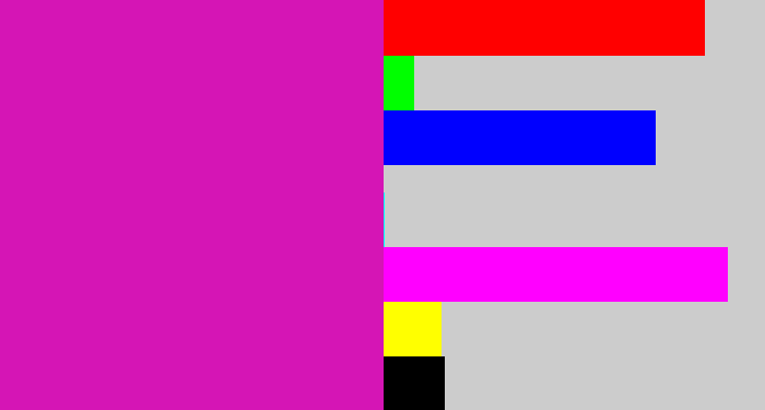 Hex color #d515b5 - purpley pink