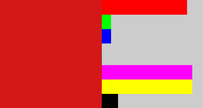 Hex color #d51717 - scarlet