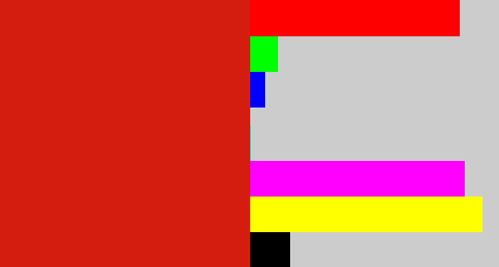 Hex color #d51d0f - tomato red