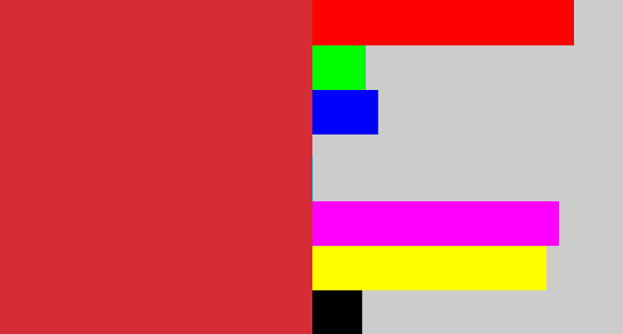 Hex color #d52c35 - reddish