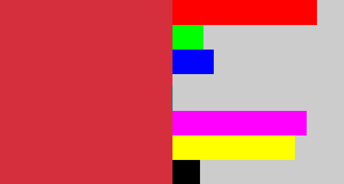Hex color #d52f3d - reddish