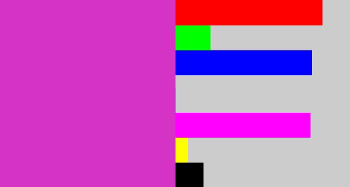 Hex color #d532c6 - purpley pink