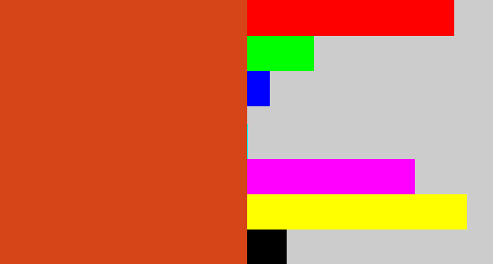 Hex color #d54517 - deep orange
