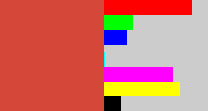 Hex color #d54839 - reddish