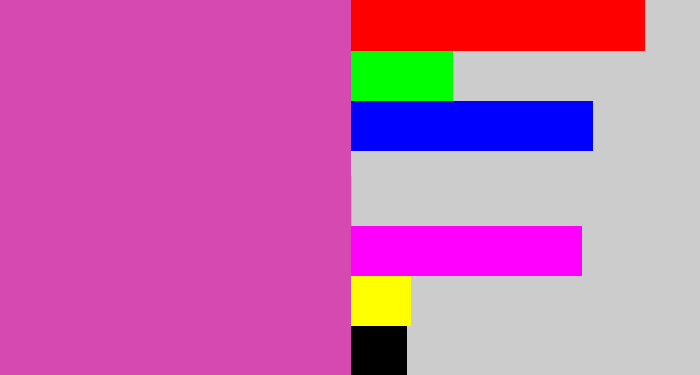 Hex color #d549b1 - pinky purple