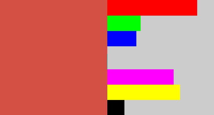 Hex color #d55044 - pale red