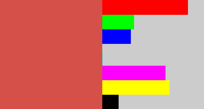 Hex color #d55048 - pale red