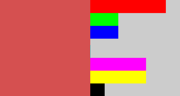 Hex color #d55050 - pale red