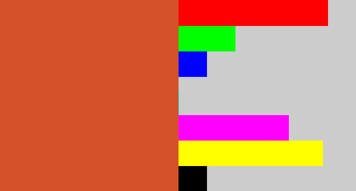 Hex color #d55228 - terra cotta