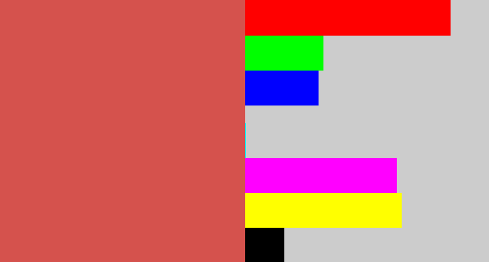 Hex color #d5524d - pale red
