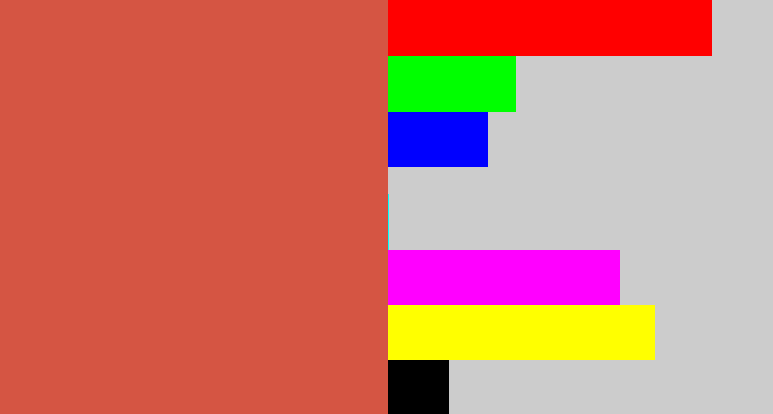 Hex color #d55543 - pale red