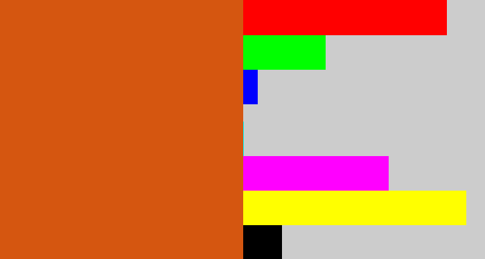Hex color #d55610 - rusty orange