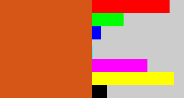 Hex color #d55617 - rusty orange