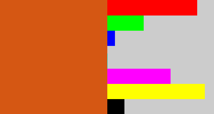 Hex color #d55713 - rusty orange