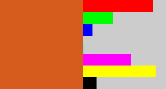 Hex color #d55c1c - rusty orange
