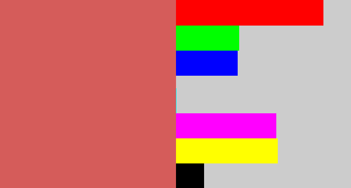 Hex color #d55c5a - pastel red