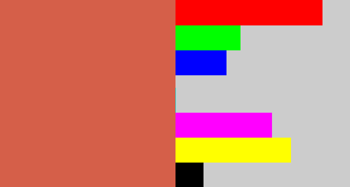 Hex color #d55f49 - pale red