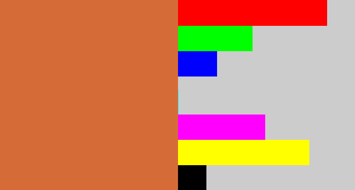 Hex color #d56c37 - terra cotta